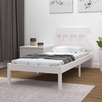 Bed Frame White Solid Wood 90x190 cm Single