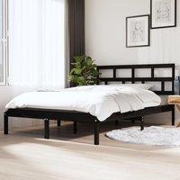 Bed Frame Black 135x190 cm Double Solid Wood