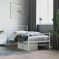 Metal Bed Frame with Headboard and Footboard White 90x190 cm Single