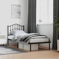 Metal Bed Frame with Headboard Black 90x190 cm Single