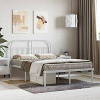 Metal Bed Frame with Headboard White 135x190 cm Double