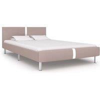 Bed Frame Cappuccino Faux Leather 120x190 cm Small Double