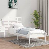 Bed Frame White Solid Wood 75x190 cm Small Single