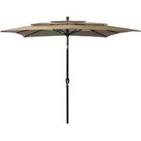 3-Tier Parasol with Aluminium Pole Taupe 2.5x2.5 m