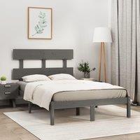 Bed Frame Grey Solid Wood 135x190 cm Double