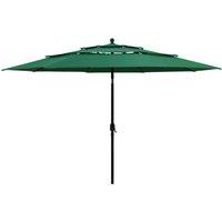 3-Tier Parasol with Aluminium Pole Green 3.5 m