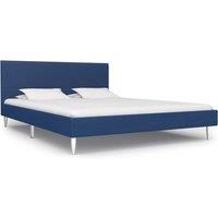 Bed Frame Blue Fabric 135x190 cm Double