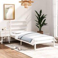 Bed Frame White Solid Wood 90x190 cm Single