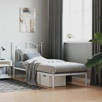 Metal Bed Frame with Headboard White 90x190 cm Single