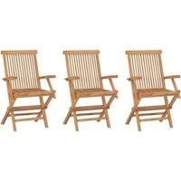 Folding Garden Chairs 3 pcs Solid Teak Wood