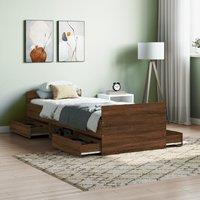 Bed Frame with Headboard and Footboard Brown Oak 75x190 cm Small Single