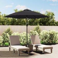 Outdoor Parasol with LED Lights and Steel Pole 300 cm Black