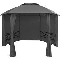 Garden Marquee Pavilion Tent with Curtains Hexagonal 360x265 cm