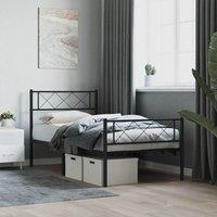 Metal Bed Frame with Headboard and Footboard Black 90x190 cm Single