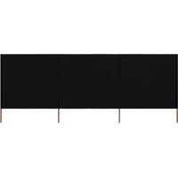 3-panel Wind Screen Fabric 400x80 cm Black