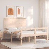 Bed Frame with Headboard Double Solid Wood