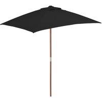 Outdoor Parasol with Wooden Pole Black 150x200 cm