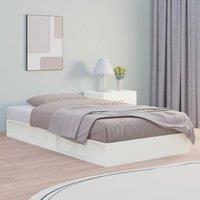 Bed Frame White 135x190 cm Double Solid Wood