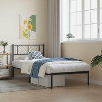 Metal Bed Frame with Headboard Black 90x190 cm Single