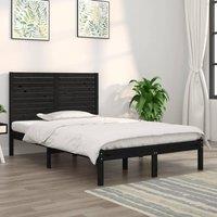 Bed Frame Black Solid Wood 135x190 cm Double