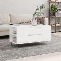 Coffee Table High Gloss White 102x44.5x50 cm Engineered Wood