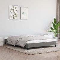 Bed Frame Dark Grey 135x190 cm Double Fabric