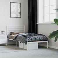 Metal Bed Frame with Headboard White 90x190 cm Single