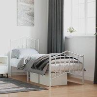 Metal Bed Frame with Headboard and Footboard White 75x190 cm Small Single