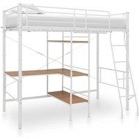 Bunk Bed with Table Frame White Metal 90x200 cm