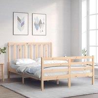 Bed Frame with Headboard Double Solid Wood