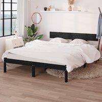 Bed Frame Black Solid Wood 120x190 cm Small Double