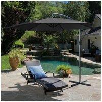 3M Large Banana Cantilever Patio Parasol for Outdoor Sunshade and Rain with Cross Base