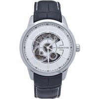 Heritor Automatic Men's Davies Semi-Skeleton Leather-Band Watch - Silver/White in White