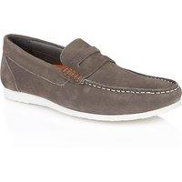 Silver Street London Men's Stanhope Suede Leather Casual Penny Loafers in Grey | Size: 9