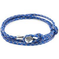 ANCHOR & CREW Men's Dundee Silver & Braided Leather Bracelet in Blue