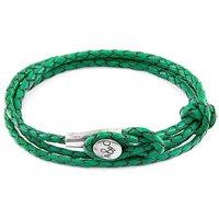 ANCHOR & CREW Men's Dundee Silver & Braided Leather Bracelet in Green