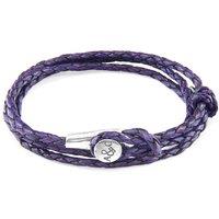 ANCHOR & CREW Men's Dundee Silver & Braided Leather Bracelet in Purple