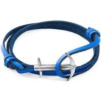 ANCHOR & CREW Men's Admiral Anchor Silver & Flat Leather Bracelet in Blue