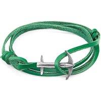 ANCHOR & CREW Men's Admiral Anchor Silver & Flat Leather Bracelet in Green