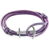 ANCHOR & CREW Men's Admiral Anchor Silver & Flat Leather Bracelet in Purple