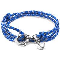 ANCHOR & CREW Men's Clyde Anchor Silver & Braided Leather Bracelet in Blue