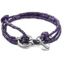 ANCHOR & CREW Men's Clyde Anchor Silver & Braided Leather Bracelet in Purple