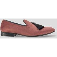 Oswin Hyde Men's Jacob Tassle Velvet Smoking Loafer in Pale Pink | Size: 8
