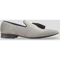 Oswin Hyde Men's Jacob Tassle Velvet Smoking Loafer in Grey | Size: 7