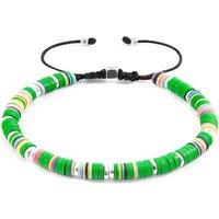ANCHOR & CREW Men's Kivu Silver & Vinyl Disc Macrame Bracelet in Green