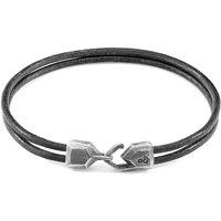 ANCHOR & CREW Men's Cromer Silver & Round Leather Bracelet in Grey | Size: 19 cm