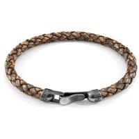 ANCHOR & CREW Men's Skye Silver & Braided Leather Bracelet in Grey | Size: 21 cm