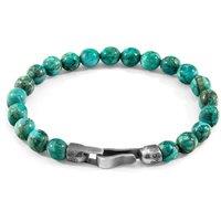 ANCHOR & CREW Men's Nachi Silver & Stone Beaded Bracelet in Blue | Size: 19 cm