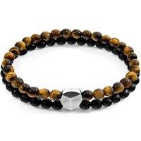 ANCHOR & CREW Men's Iguazu Silver & Stone Bracelet in Brown | Size: 23 cm