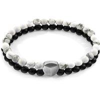 ANCHOR & CREW Men's Iguazu Silver & Stone Bracelet in White | Size: 21 cm